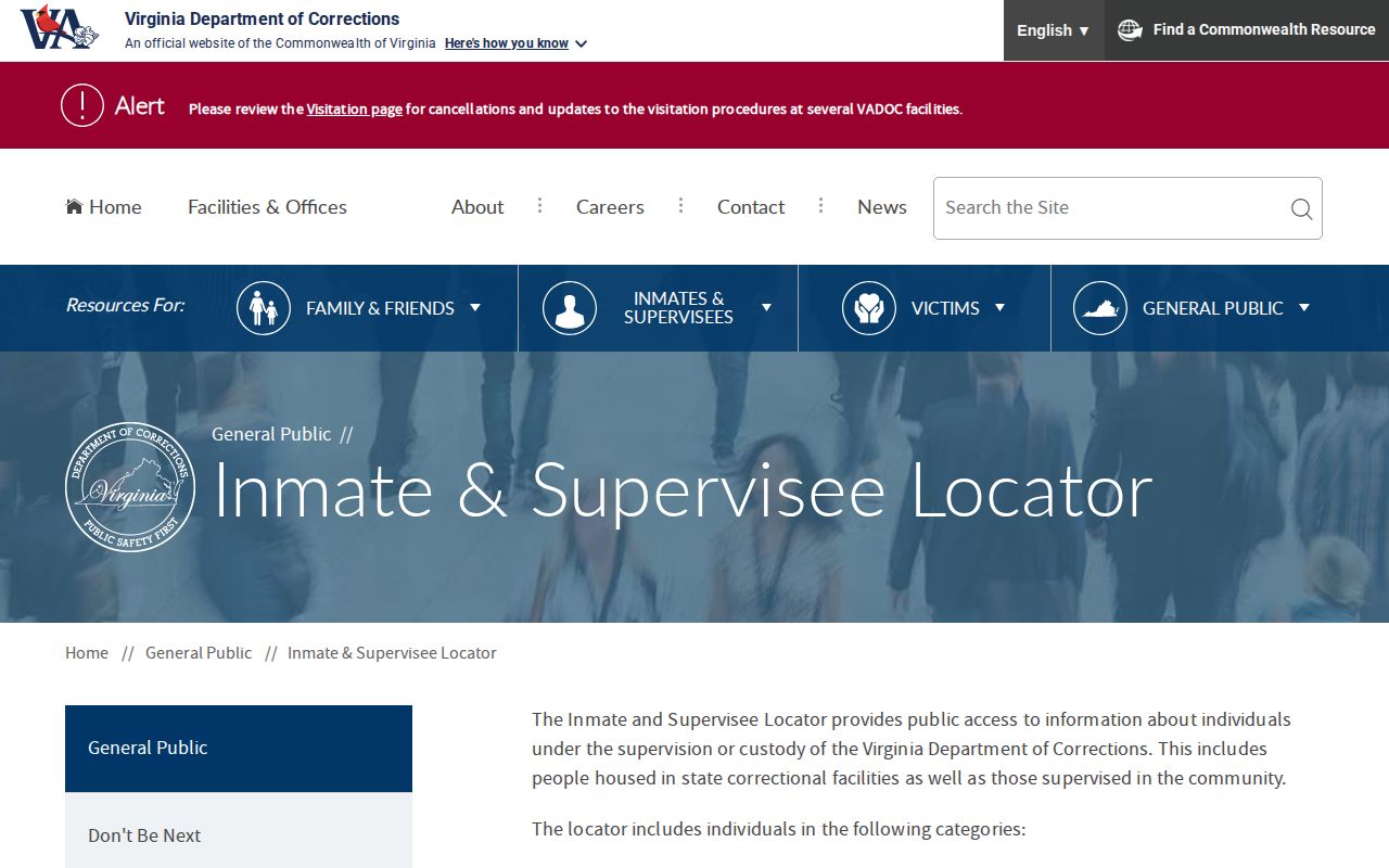 Alleghany County records alternative through the Virginia Department of Corrections locator