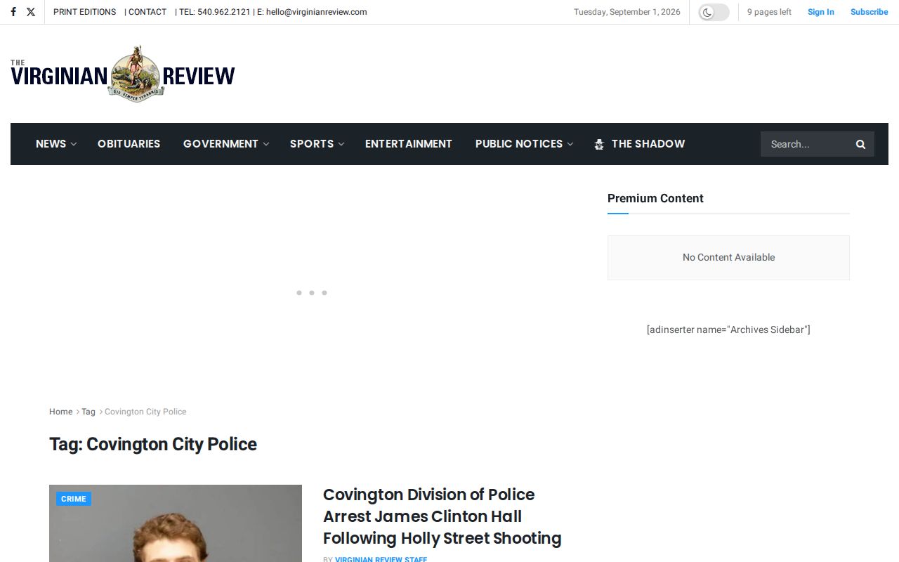 Alleghany County Covington arrest-record news context